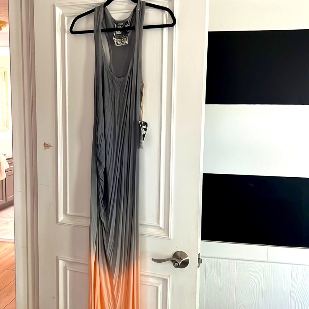 Young Fabulous & Broke Gray and Pink Sleeveless Sundress